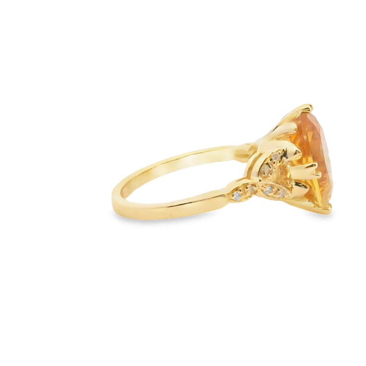 Citrine and Diamond Accent Ring