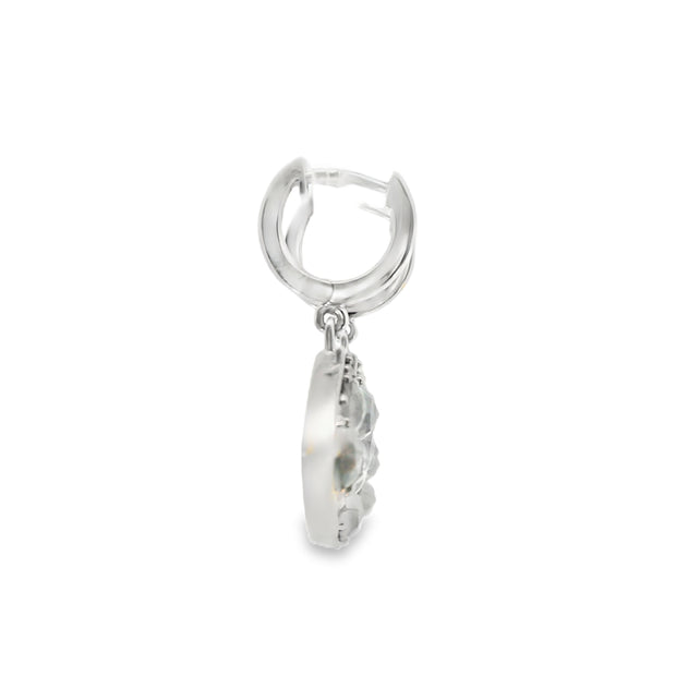 Salt and Pepper Drop Earrings with White Diamonds