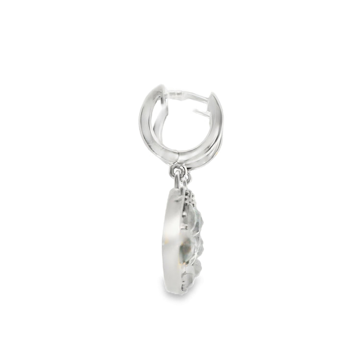Salt and Pepper Drop Earrings with White Diamonds