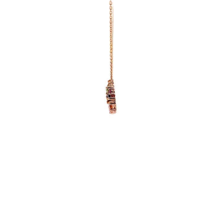 14K Rose Gold Sapphire Cluster Pendant Necklace