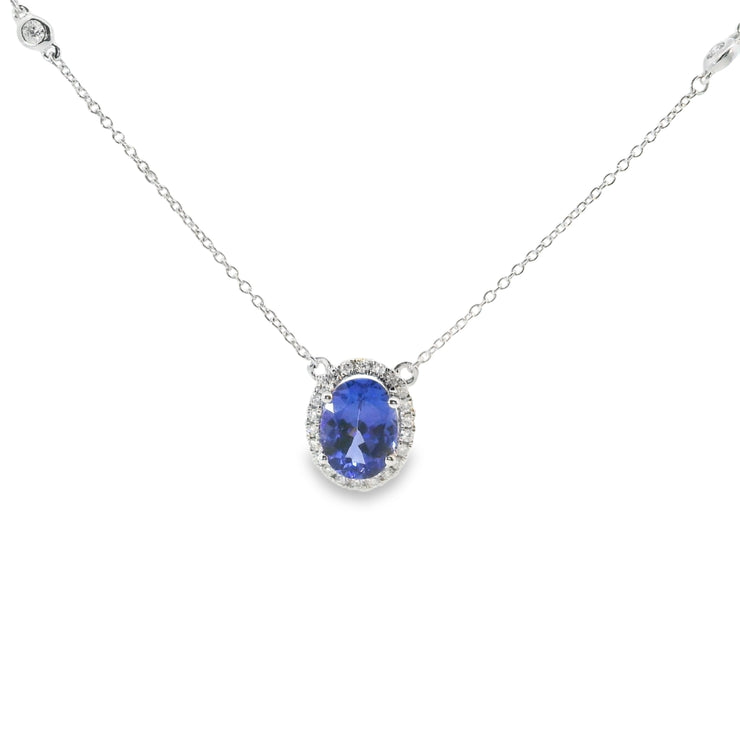 Tanzanite and Diamond Halo Pendant