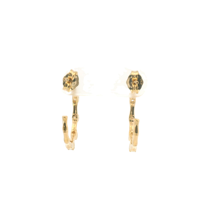 Bamboo Hoops with Diamond Accents
