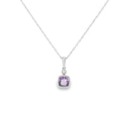 Amethyst and Diamond Bezel Set Pendant