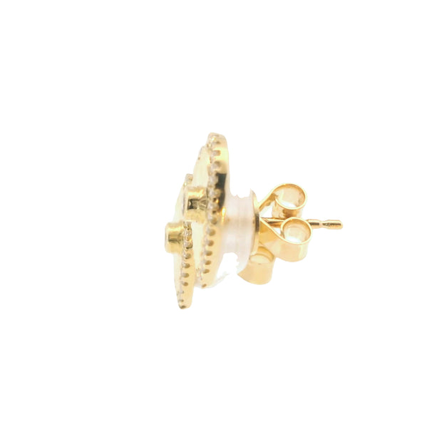 Faceted Heart Studs with Diamond Pave