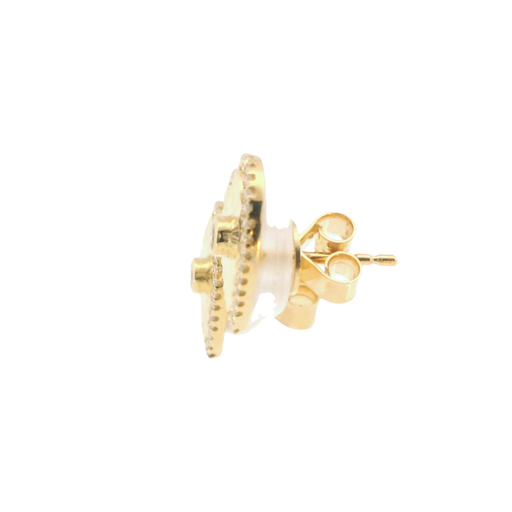 Faceted Heart Studs with Diamond Pave