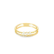 Pearl and Diamond Double Row Ring