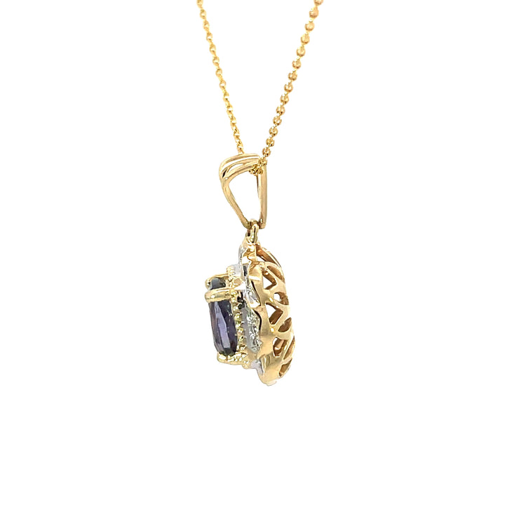 Yellow Gold Tanzanite Pendant Necklace