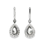 Pear Diamond Drop Earrings with Double Halo