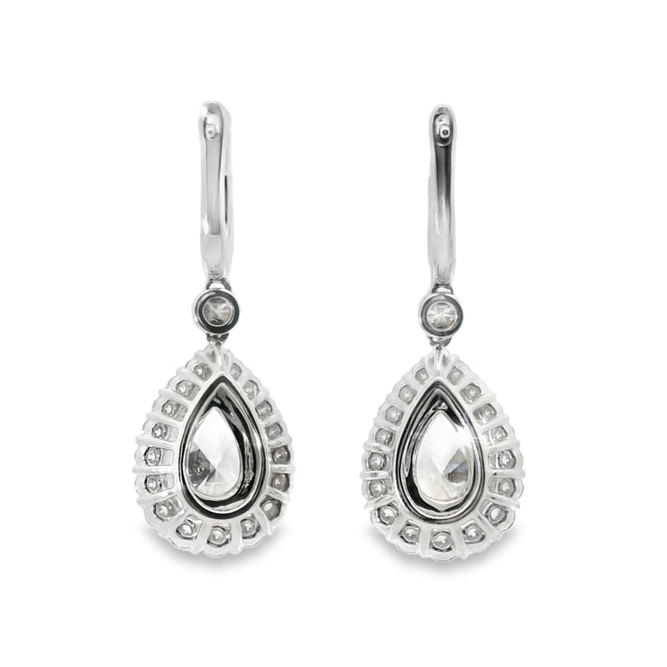 Pear Diamond Drop Earrings with Double Halo