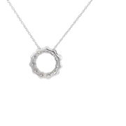White Gold Diamond Circle Pendant Necklace