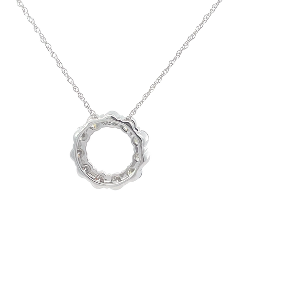 White Gold Diamond Circle Pendant Necklace