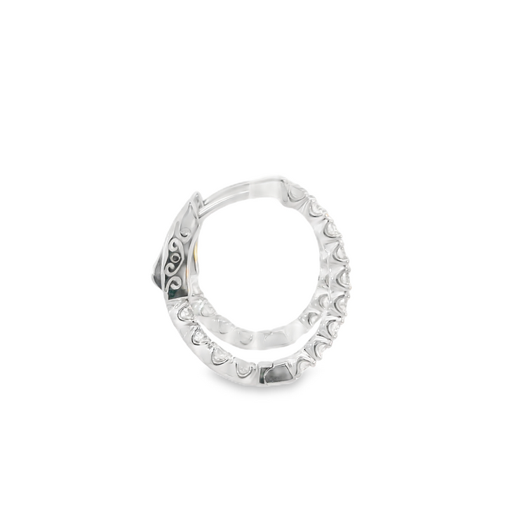 White Gold Inverted Diamond Hoops