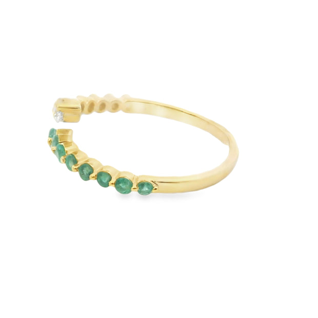 Emerald and Diamond Bypass Ring
