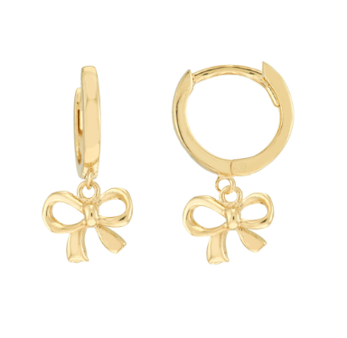 Yellow Gold Mini Bow Huggies