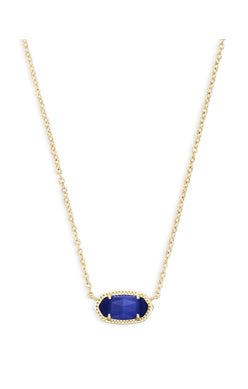 Kendra Scott Elisa Short Pendant Necklace Gold Cobalt Cats Eye