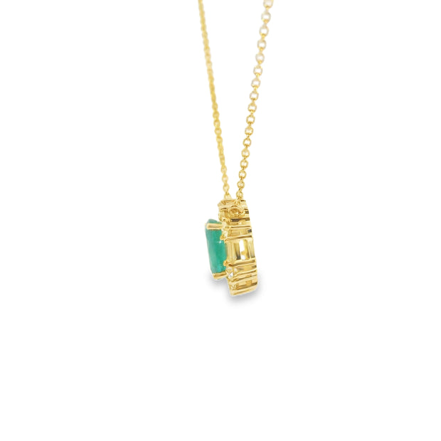 Emerald and Diamond Halo Pendant