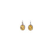 14k White Gold Citrine Diamond Drop Earrings