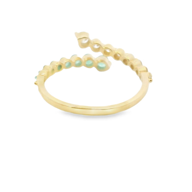 Emerald and Diamond Bypass Ring