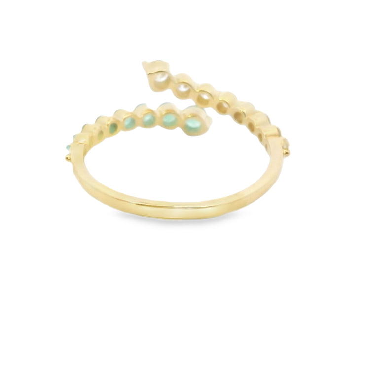 Emerald and Diamond Bypass Ring