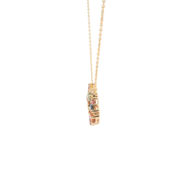 14K Rose Gold Sapphire Cluster Pendant Necklace
