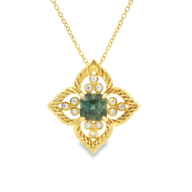 Mint Tourmaline Filigree Pendant