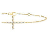 Sideway Cross Petite Diamond Fashion Chain Bracelet