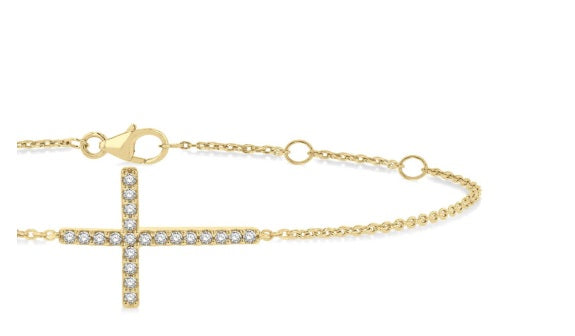 Sideway Cross Petite Diamond Fashion Chain Bracelet