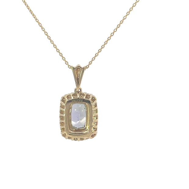 Yellow Gold Tanzanite Halo Pendant
