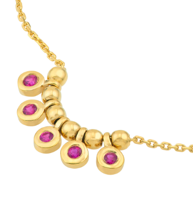 Yellow Gold Ruby Dangle Necklace