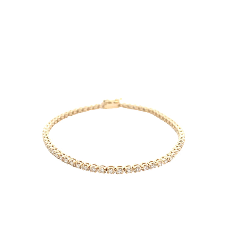 14 Karat Yellow Gold Diamonds Tennis Bracelet