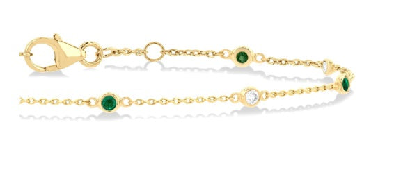 Emerald and Diamond Station Bracelet