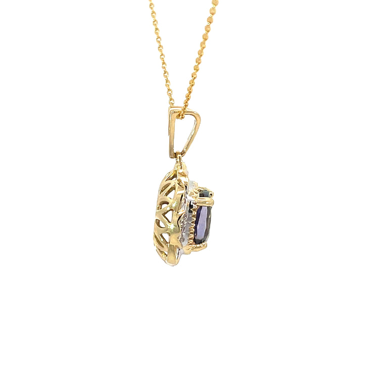 Yellow Gold Tanzanite Pendant Necklace