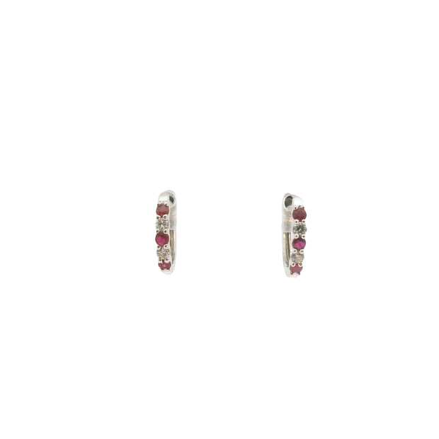 Huggies with Rubies and Diamonds