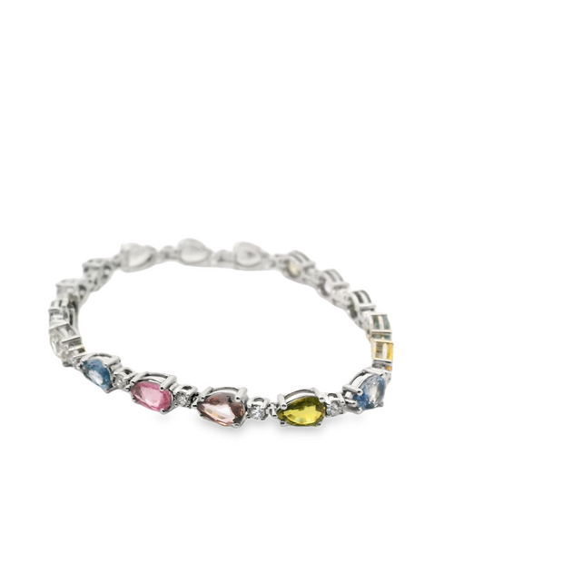 Multi-Color Sapphire and Diamond Bracelet