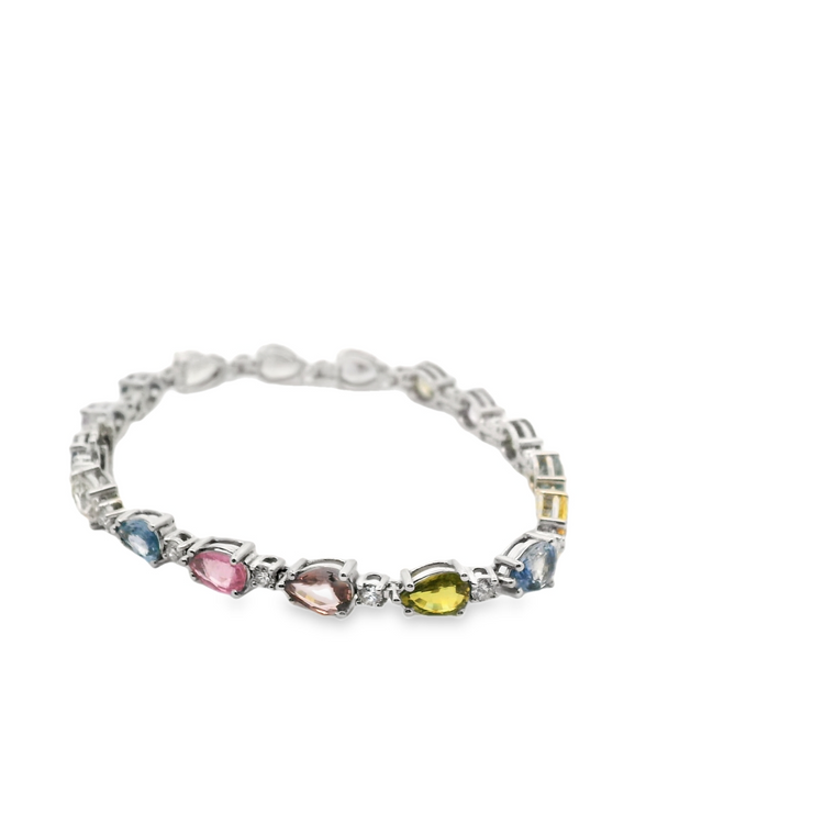 Multi-Color Sapphire and Diamond Bracelet