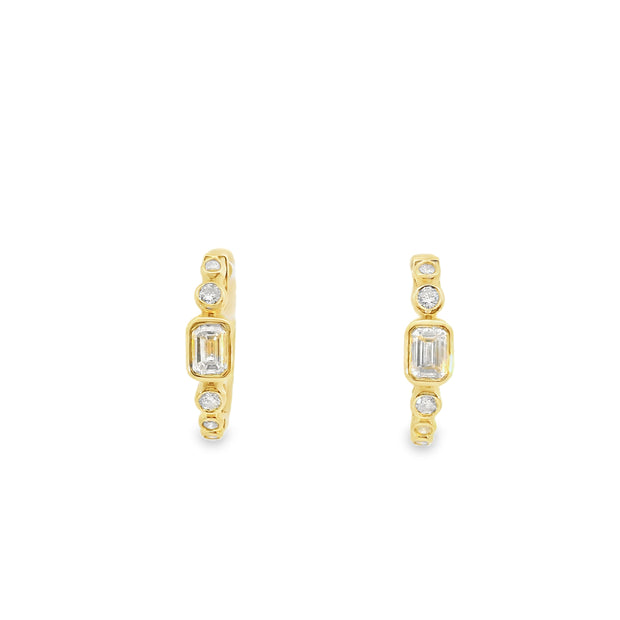 Huggies with Bezel Set Diamonds