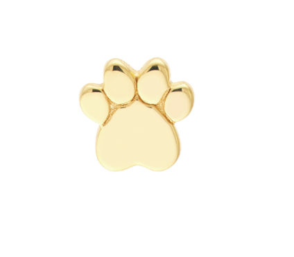 Yellow Gold Heart Dog Paw Studs
