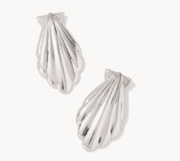 Kendra Scott Vintage White Tone Alexa Shell Statement Earrings