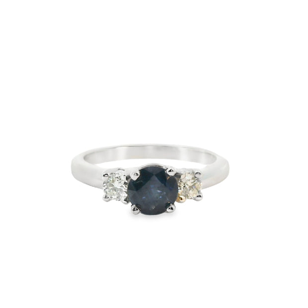Sapphire and Diamond Three Stone Ring