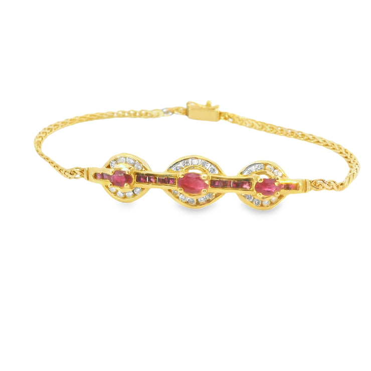 Ruby and Diamond Vintage Inspired Bracelet