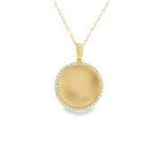 Satin Disk Pendant with Diamond Halo