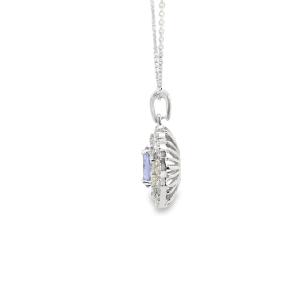 Tanzanite and Diamond Double Halo Pendant