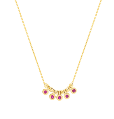 Yellow Gold Ruby Dangle Necklace
