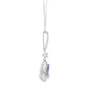 Tanzanite and Diamond Halo Drop Pendant