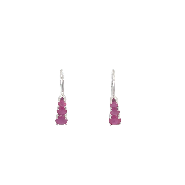 White Gold Ruby Drop Earrings