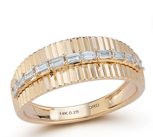 Tapered Cigar Band with Baguette Diamonds