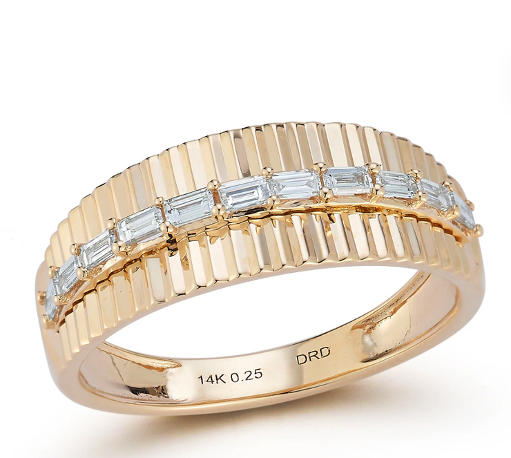 Tapered Cigar Band with Baguette Diamonds