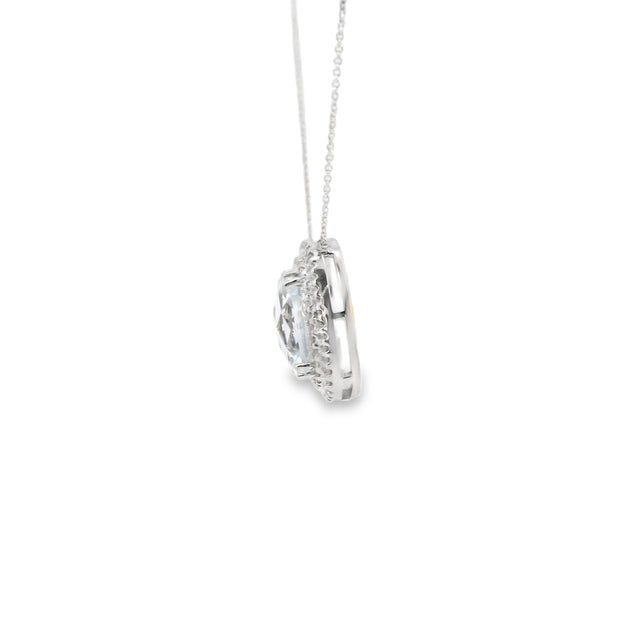 Aquamarine and Diamond Double Halo Pendant
