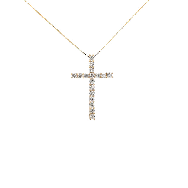 Yellow Gold Lab Grown Diamond Cross Pendant