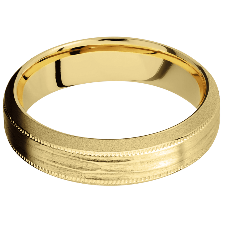 22K Yellow Gold + Treebarkh , Sand Finish